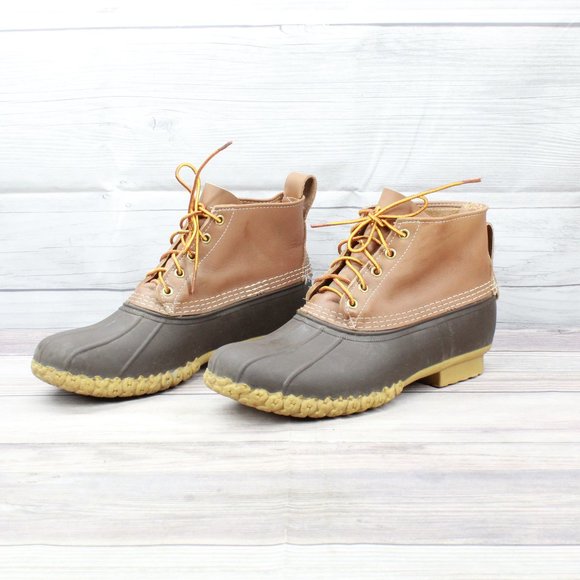 LL BEAN Brown Ankle 6-Inch Unlined Lace Up Leather Duck Boots Size 10 M - Picture 2 of 10
